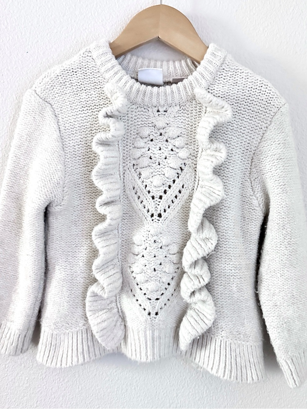 Zara Girls Off-White Ruffle Sweater Size 3/4